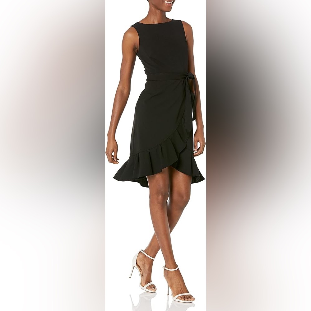 NWOT Calvin Klein Sleeveless Wrap Dress with Ruffle Hem